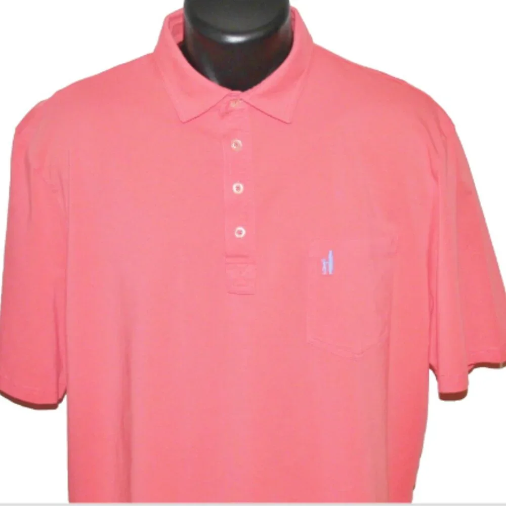 Excellent Johnnie-O Hangin Out West Coast Prep Cotton Polo, XL, Salmon Pink - Picture 1 of 7